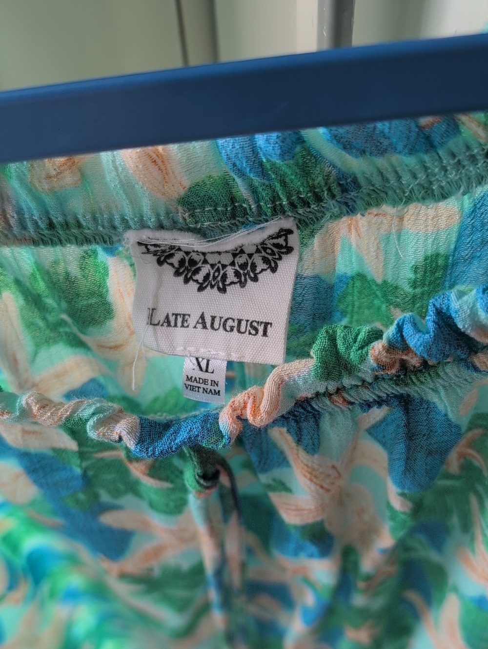 Late August XL Green Blue Floral Blouse